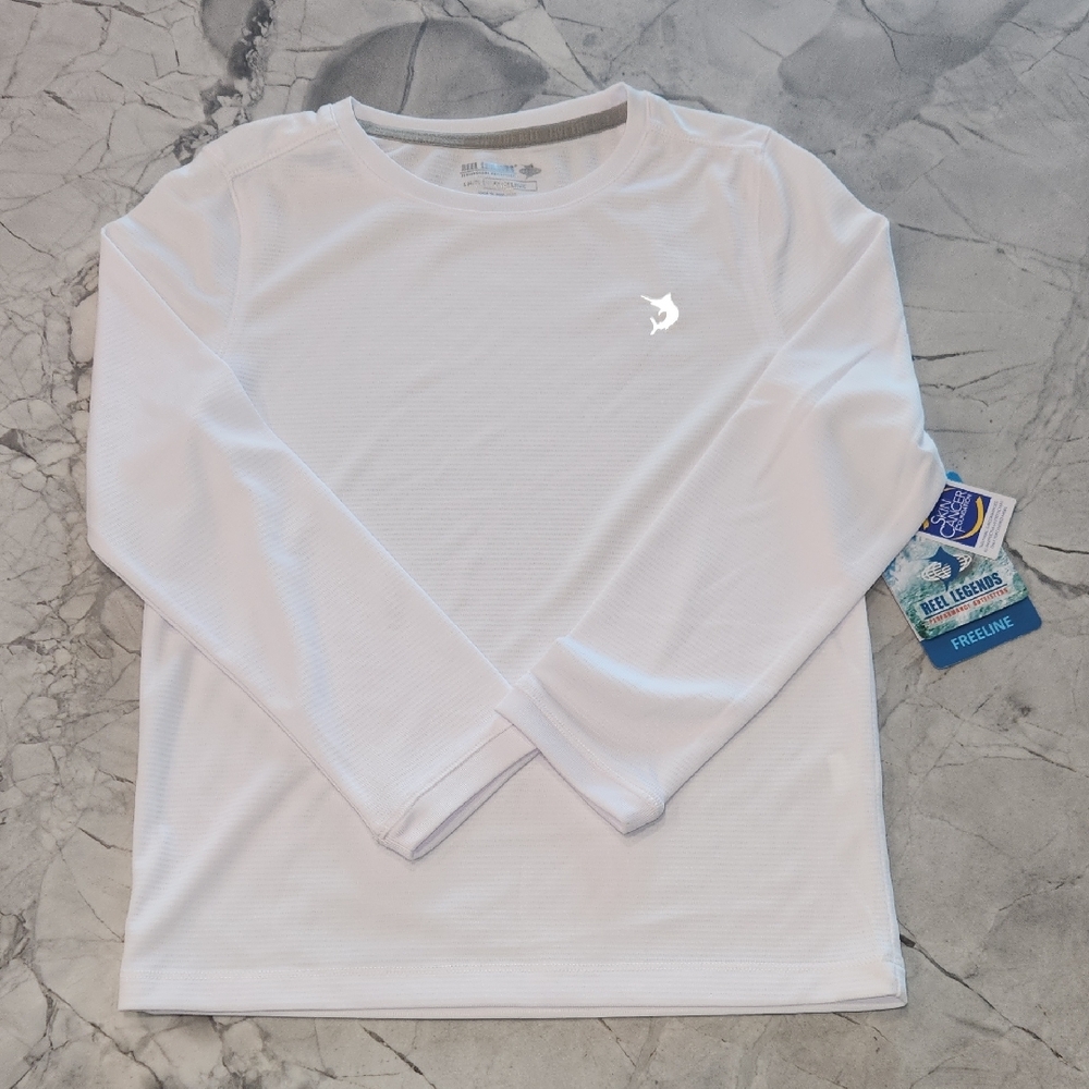 Reel Legends Kid's White Rashguard Swim Shirt